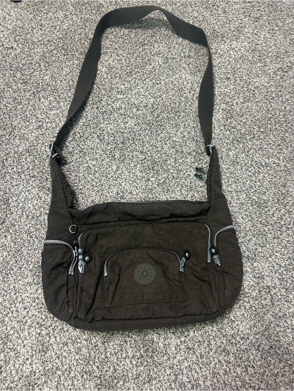Kipling Erica Tote Crossbody Bag Purse Polyamide Brown Travel Y2K